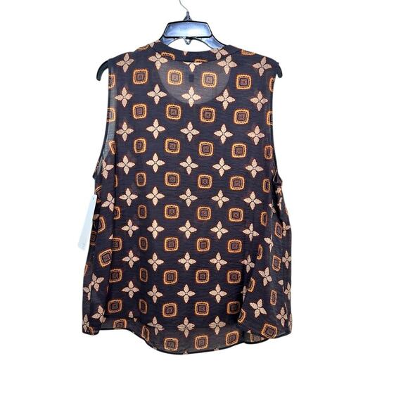 CAbi #4558 Women's Brown Black Crew Neck Louis Blouse Top Size XL - Picture 4 of 7